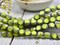 *16* 8mm Opaque Chartreuse Travertine Tri Cut Round Beads